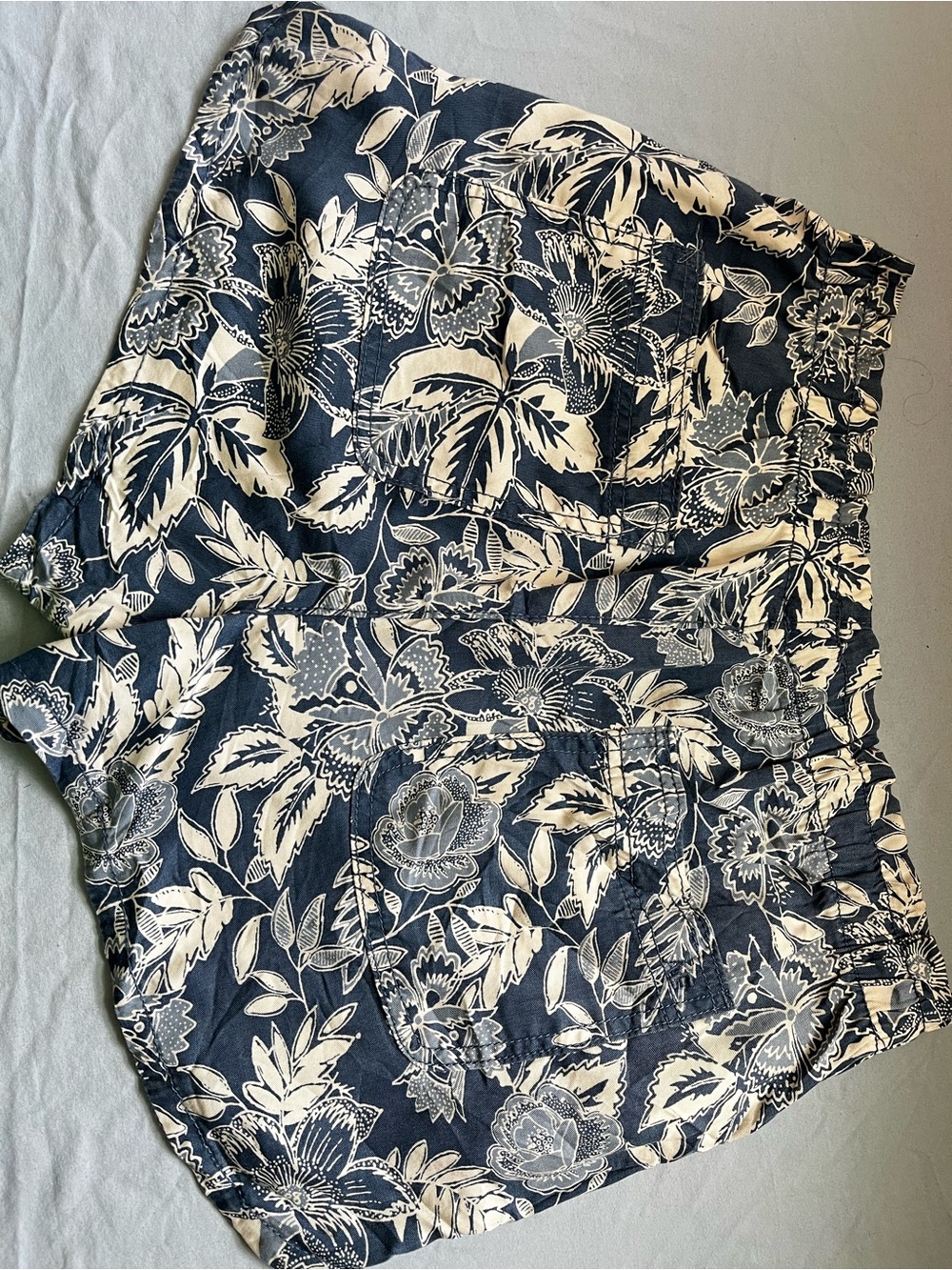 American Eagle Outfitters Navy and Cream Floral Pull-On Shorts